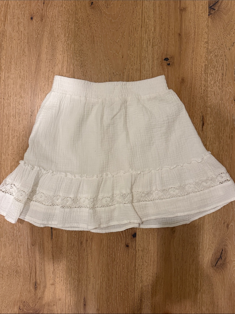 BB Dakota White Cotton Lace-Trim Circle Skirt